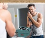 Wogarl Toiletry Bag for Men, Leather and Canvas Travel Toiletry Bag Dopp Kit Shaving Bag for Travel Accessories (Army Green) - Image 2